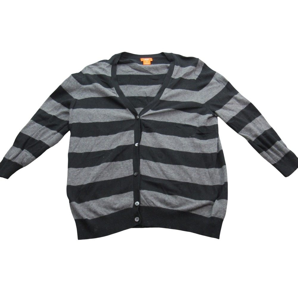 JOE FRESH  Women's V Neck Button Front Cardigan Sweater Size LG Striped‎